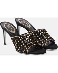 Rene Caovilla - Embellished Suede Mules - Lyst