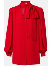 Valentino - Tie-Neck Silk Georgette Blouse - Lyst