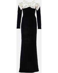 Alessandra Rich - Bow-Detail Off-Shoulder Velvet Gown - Lyst