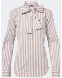 Polo Ralph Lauren - Bow-Detail Striped Cotton Poplin Shirt - Lyst
