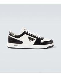 Prada - Downtown Colour-Block Leather Sneakers - Lyst
