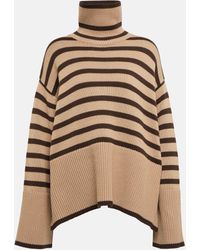 Totême Striped Turtleneck Wool-blend Sweater - Natural