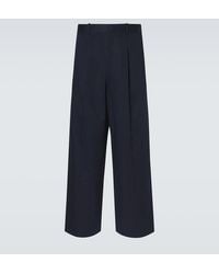 Loewe - Pleated Cotton Gabardine Wide-Leg Pants - Lyst