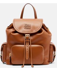 Miu Miu - Logo Leather Backpack - Lyst