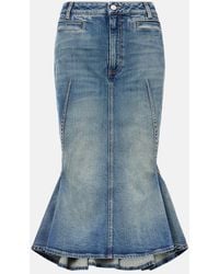 McQueen - Denim Midi Skirt - Lyst