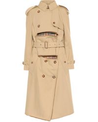 Burberry Shearling-trimmed Trench Coat - Natural