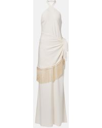 ‎Taller Marmo - Meteora Fringed Halterneck Crepe Cady Gown - Lyst