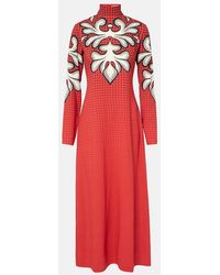 La DoubleJ - Halle Printed Satin Midi Dress - Lyst