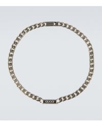 Gucci Collar de plata esmaltado con logo - Metálico