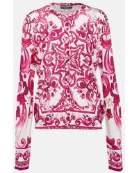Dolce & Gabbana - Cardigan de seda con print - Lyst