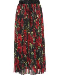 Dolce & Gabbana Floral Pleated Silk-blend Skirt - Multicolour