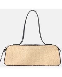 KHAITE - Simona Leather-Trimmed Raffia Shoulder Bag - Lyst