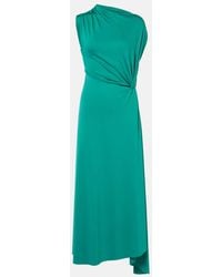 Victoria Beckham - Asymmetric Gathered Jersey Midi Dress - Lyst