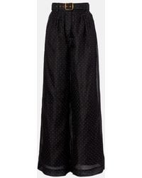 Zimmermann - Polka-Dot Linen And Silk Wide-Leg Pants - Lyst