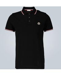 Moncler - Contrast Trimmed Cotton Polo Shirt - Lyst