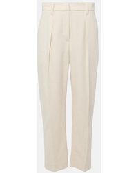 Brunello Cucinelli - Gabardine High-Rise Straight Pants - Lyst
