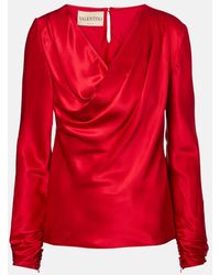 Valentino - Draped Silk Satin Top - Lyst