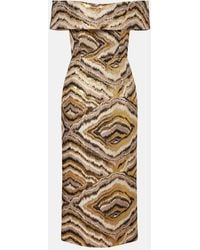 Markarian - Gloria Off-Shoulder Jacquard Midi Dress - Lyst