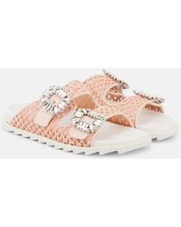 Roger Vivier - Slidy Viv Crystal-Embellished Sandals - Lyst