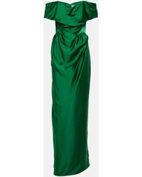 Vivienne Westwood Off-Shoulder-Robe aus Satin - Grün