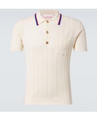 Valentino - Cable-Knit Cotton Polo Sweater - Lyst