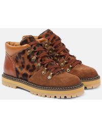 See By Chloé - Eileen Leopard-Print Suede Lace-Up Boots - Lyst
