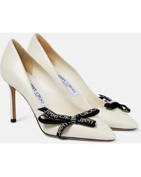 Jimmy Choo - Romy 85 Bow-embellished Leather Pumps - Lyst
