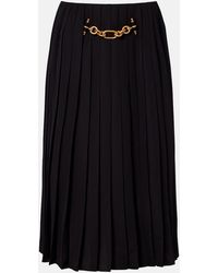 Balmain - Chain-Detail Pleated Midi Skirt - Lyst