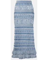 Etro - Crochet Ruffled Cotton Midi Skirt - Lyst