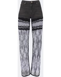 Blumarine - Lace-Trimmed Wide-Leg Jeans - Lyst