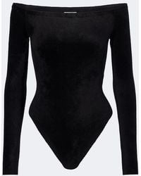 Alaïa - Off-Shoulder Velvet Bodysuit - Lyst