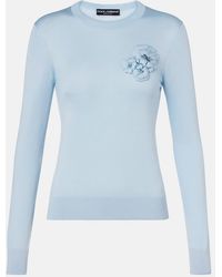 Dolce & Gabbana - Silk Pullover With Flower Brooch - Lyst