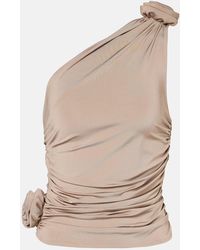 Magda Butrym - Floral-Applique One-Shoulder Ruched Top - Lyst