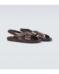 Saint Laurent - Helios Cassandre Leather Sandals - Lyst