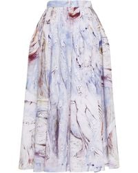 Alexander McQueen Falda midi larga de algodón estampada - Multicolor