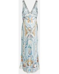 Camilla - Embellished Floral Silk Midi Dress - Lyst