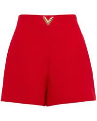 Valentino Vgold Wool-blend Shorts - Red