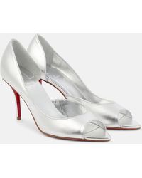 Christian Louboutin - Open Apostropha 80 Metallic Leather Pumps - Lyst