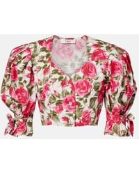 Chloé - Blusa Cropped De Algodon Floral - Lyst