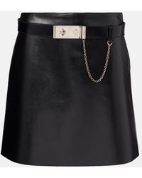 Prada - Belted Leather Mini Skirt - Lyst