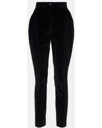 Dolce & Gabbana - High-Rise Cotton-Blend Velvet Tuxedo Pants - Lyst