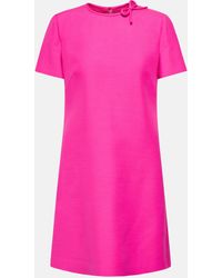 Valentino - Bow-detail Wool And Silk Crepe Minidress - Lyst