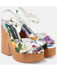 Dolce & Gabbana - Floral Jacquard Platform Sandals - Lyst
