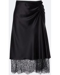 SIR. - Ingrid Lace-Trimmed Satin Midi Skirt - Lyst