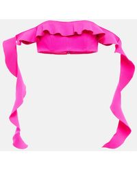 David Koma - Strapless Wool-blend Ruffle Top - Lyst