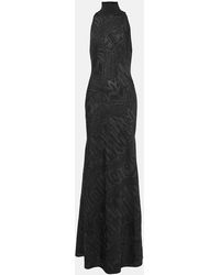 Alaïa - Vestido De Fiesta Estampado Con Cuello Alto - Lyst