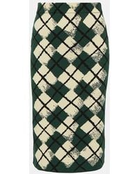 Burberry - Argyle Intarsia Knitted Midi Skirt - Lyst