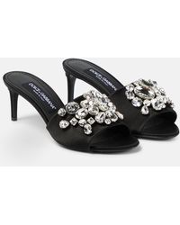 Dolce & Gabbana - Mules de saten adornados con cristales - Lyst
