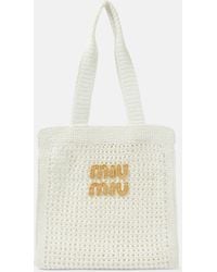 Miu Miu - Medium Logo Crochet Tote Bag - Lyst