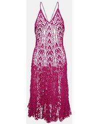 Anna Kosturova - Open-Knit Cotton Midi Dress - Lyst